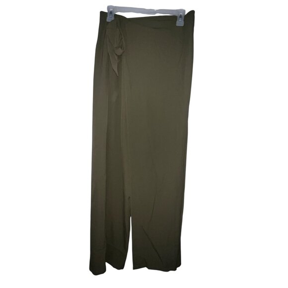 Halara High Waisted Tie Side Invisible Zipper Wide Leg Work Pants Sz Large Green - Picture 2 of 15